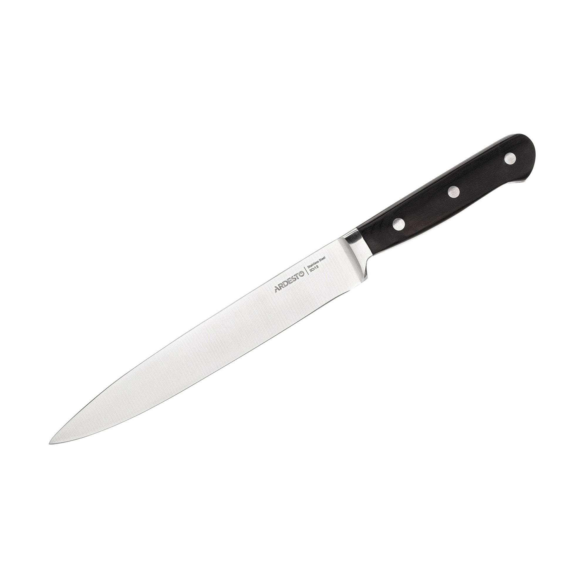 Ніж кухонний Ardesto Black Mars слайсерний, чорний, 32 см, довжина леза 20.3 см (AR2032SW)